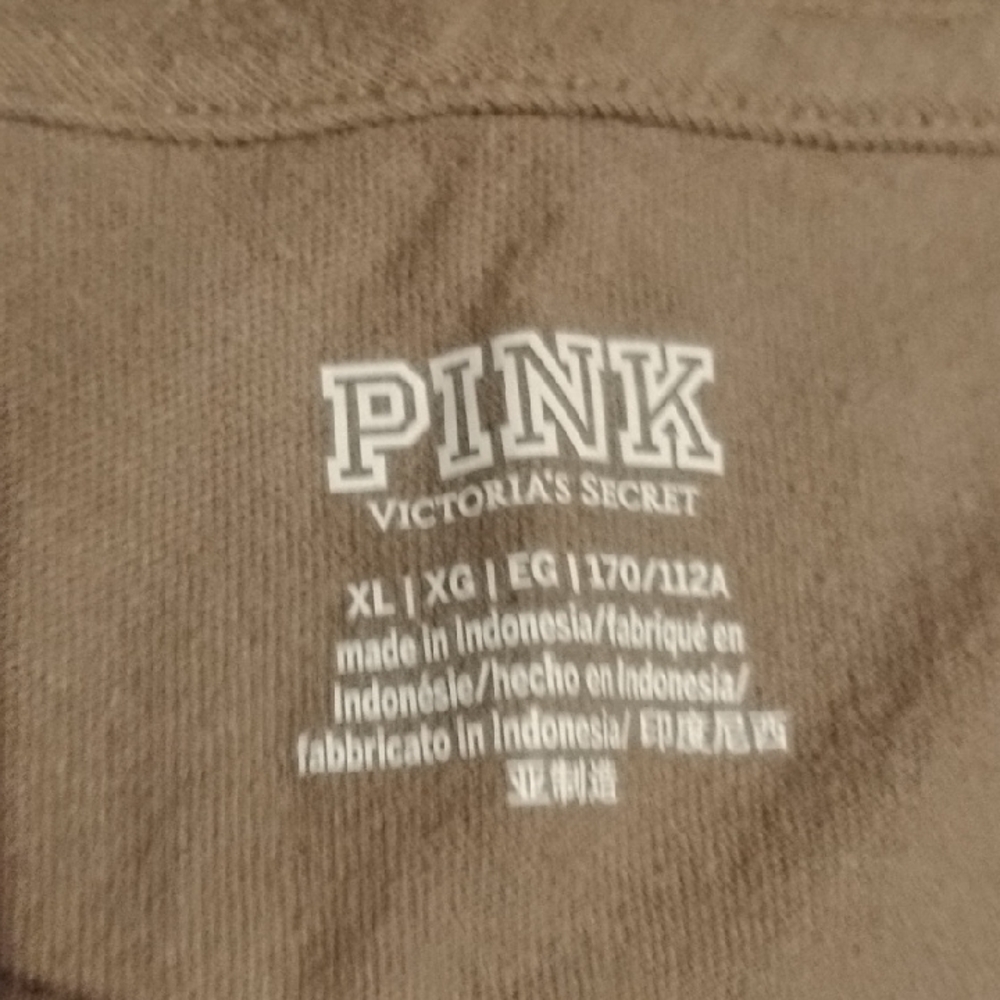 PINK Victoria's Secret Taupe Crewneck Tee with White Logo - Picture 4 of 5